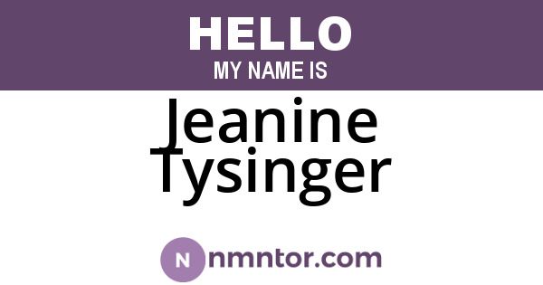 Jeanine Tysinger