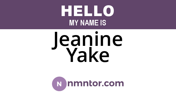 Jeanine Yake
