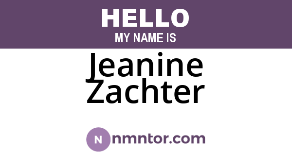 Jeanine Zachter