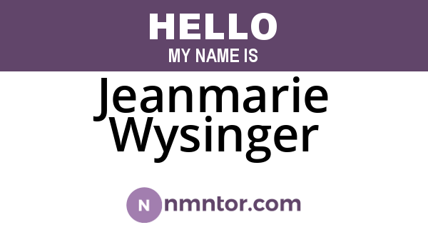 Jeanmarie Wysinger