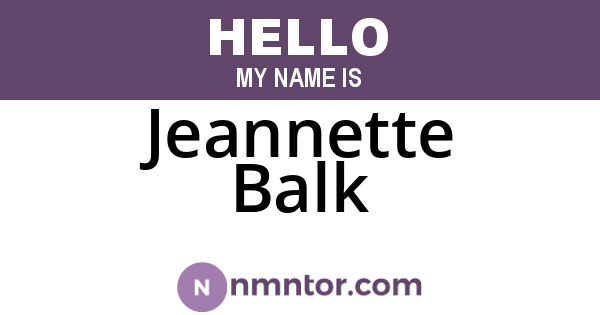 Jeannette Balk
