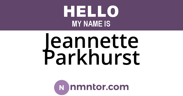 Jeannette Parkhurst