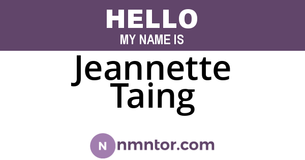 Jeannette Taing