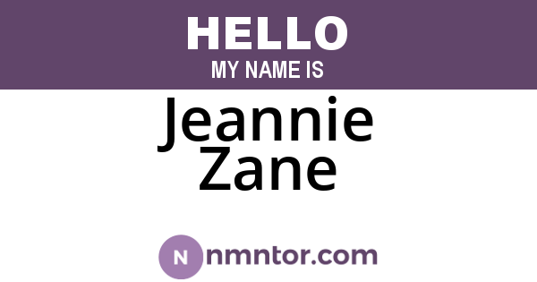 Jeannie Zane
