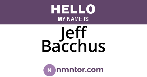 Jeff Bacchus