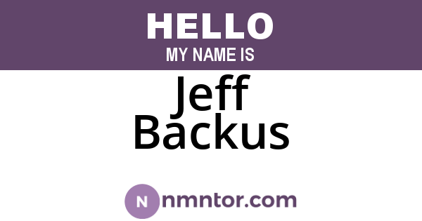 Jeff Backus