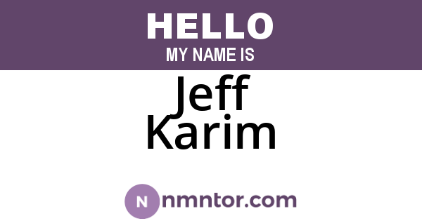 Jeff Karim