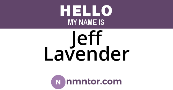 Jeff Lavender