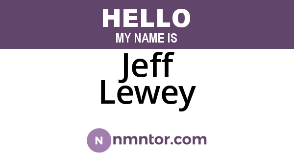 Jeff Lewey