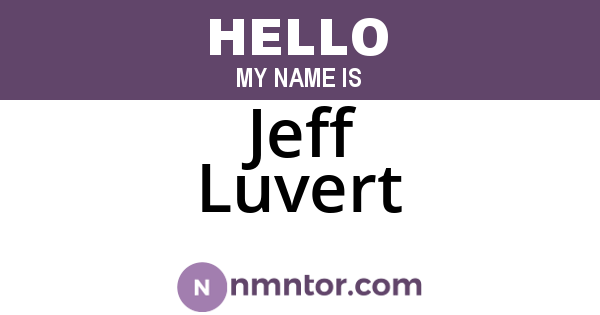 Jeff Luvert