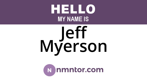 Jeff Myerson