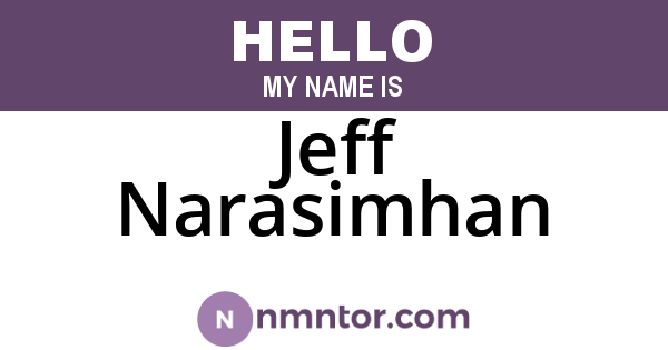 Jeff Narasimhan