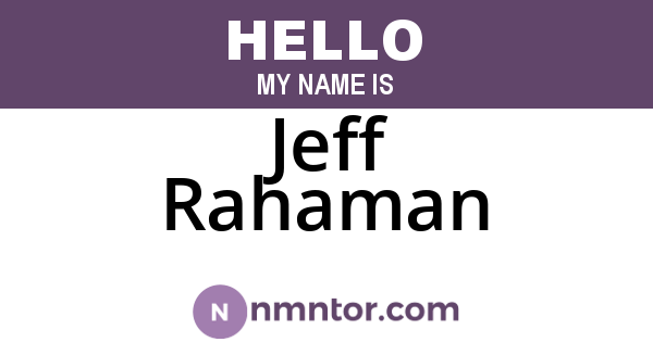 Jeff Rahaman
