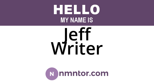 Jeff Writer