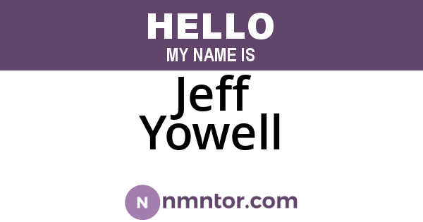 Jeff Yowell