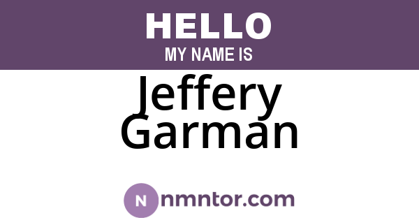 Jeffery Garman