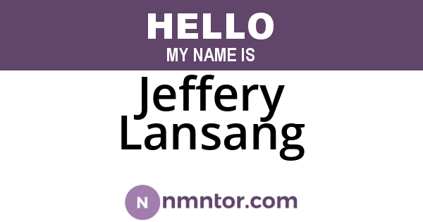 Jeffery Lansang