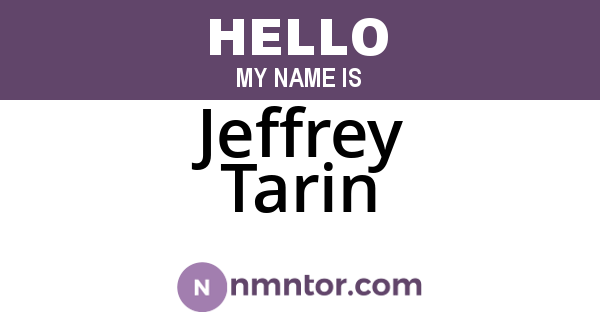 Jeffrey Tarin