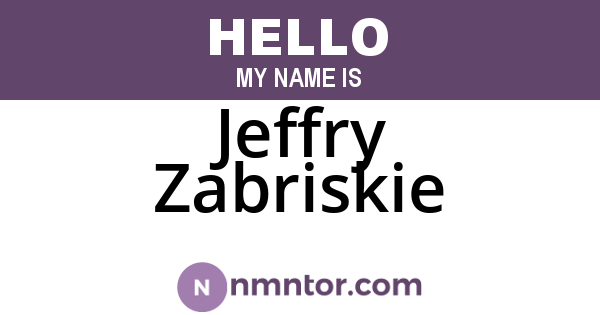 Jeffry Zabriskie