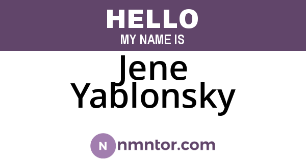 Jene Yablonsky