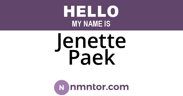 Jenette Paek