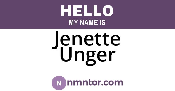 Jenette Unger