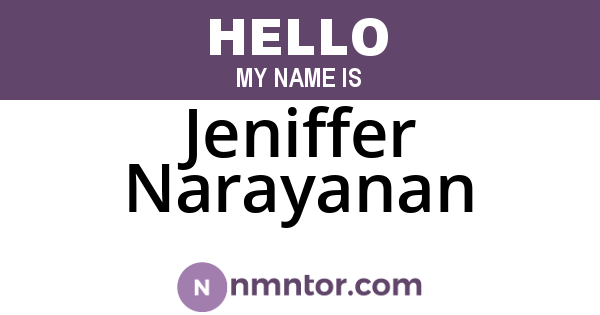 Jeniffer Narayanan