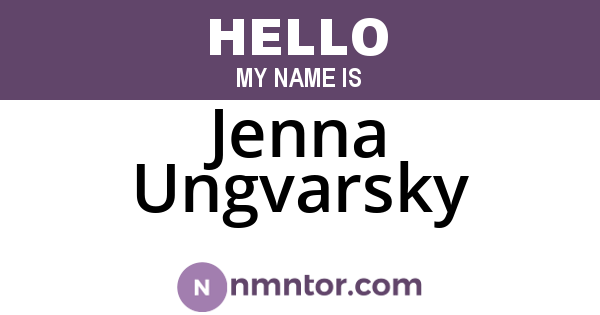 Jenna Ungvarsky