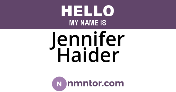 Jennifer Haider