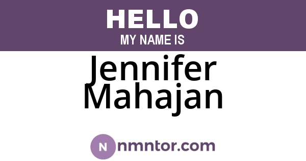 Jennifer Mahajan