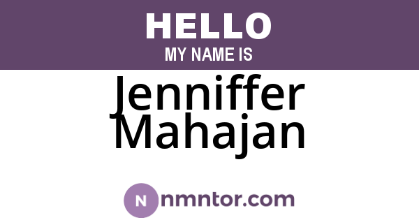 Jenniffer Mahajan