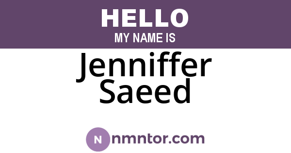 Jenniffer Saeed