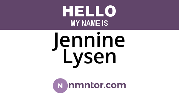 Jennine Lysen