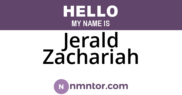 Jerald Zachariah