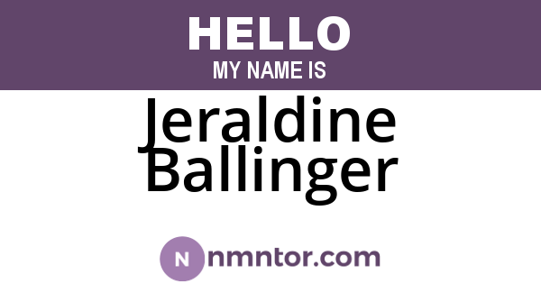 Jeraldine Ballinger
