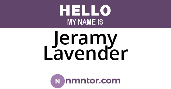 Jeramy Lavender