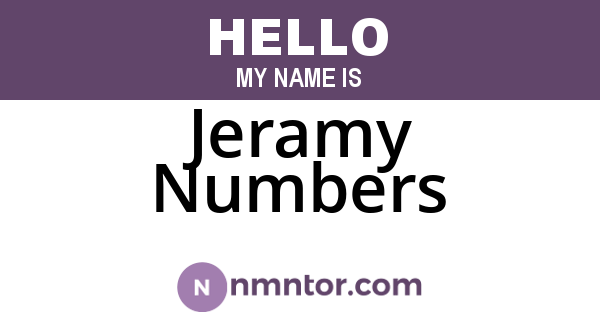 Jeramy Numbers