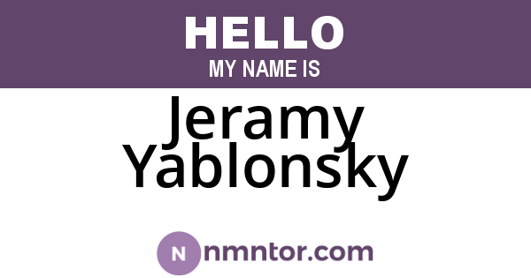 Jeramy Yablonsky