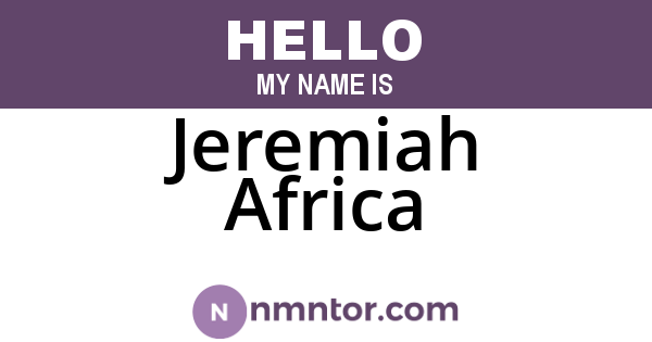 Jeremiah Africa