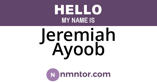 Jeremiah Ayoob