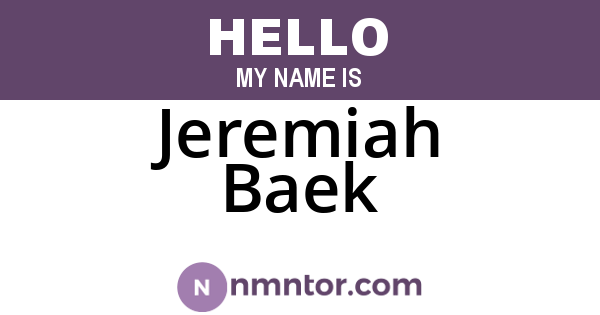 Jeremiah Baek