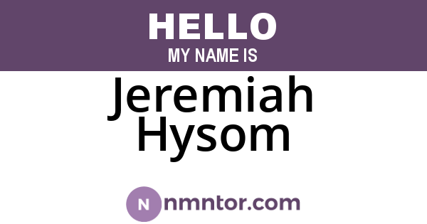 Jeremiah Hysom
