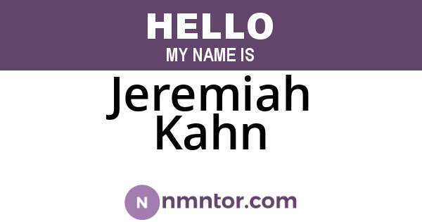 Jeremiah Kahn