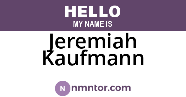 Jeremiah Kaufmann