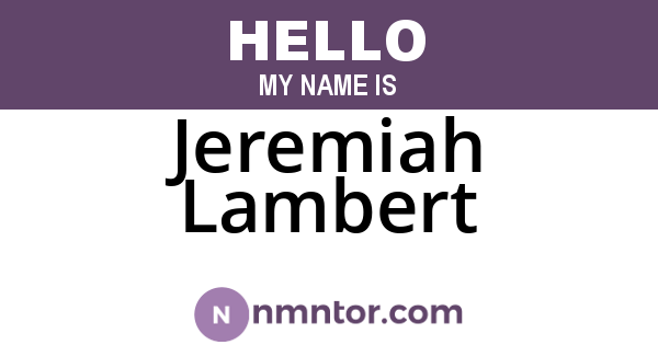 Jeremiah Lambert
