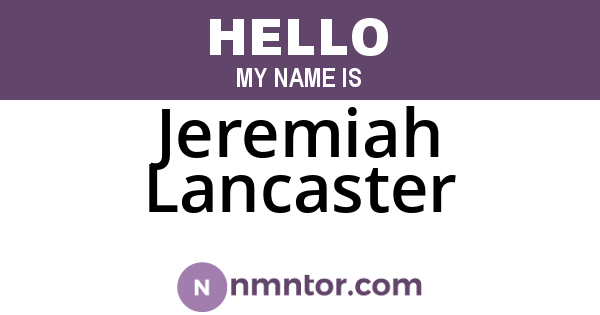 Jeremiah Lancaster