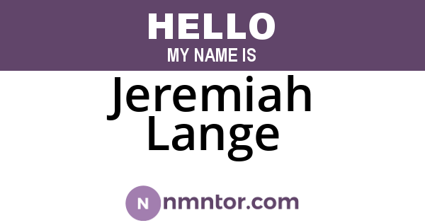 Jeremiah Lange