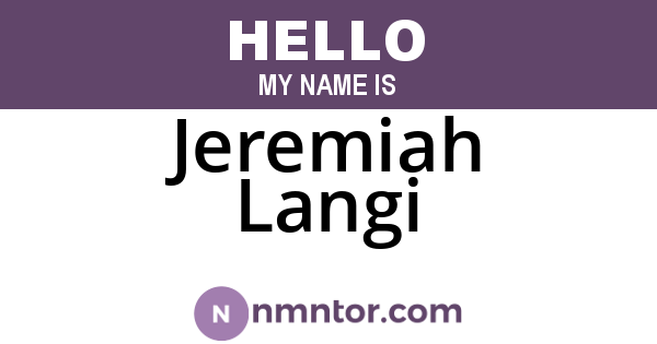 Jeremiah Langi