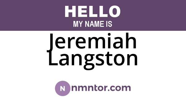 Jeremiah Langston