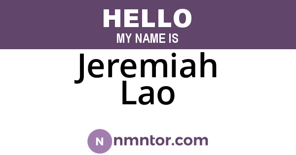 Jeremiah Lao